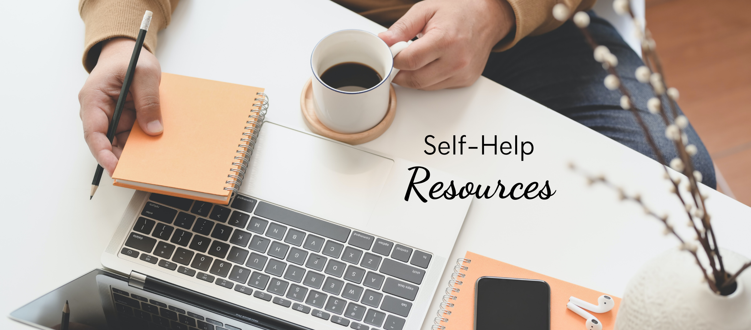 header image that reads: self-help resources.